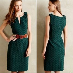 Anthropologie Tabitha Emerald Green Quilted Tema Dress